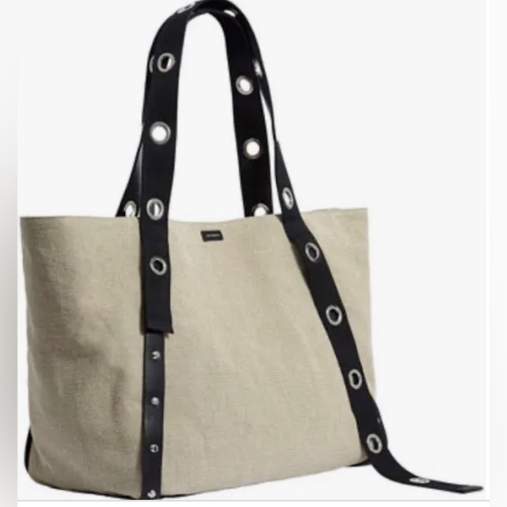 All Saints Bag Playa East-west Canvas Tote Tan/beige Leather Grommet